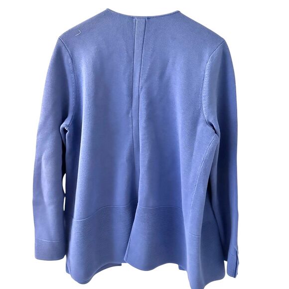 Talbots Womens Blue Knit Open Thick Rayon Ribbing Cardigan Sweater Size L - Picture 2 of 7